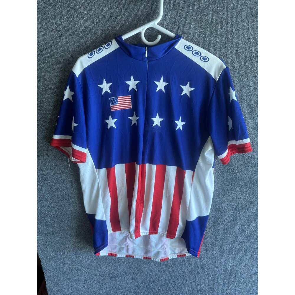 Performance Cycling Jersey Mens XL USA Flag 1/4 Zip Short Sleeve Pockets